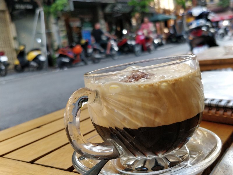 Vietnamese Egg Coffee at a charming little cafe in Hanoi, Vietnam.