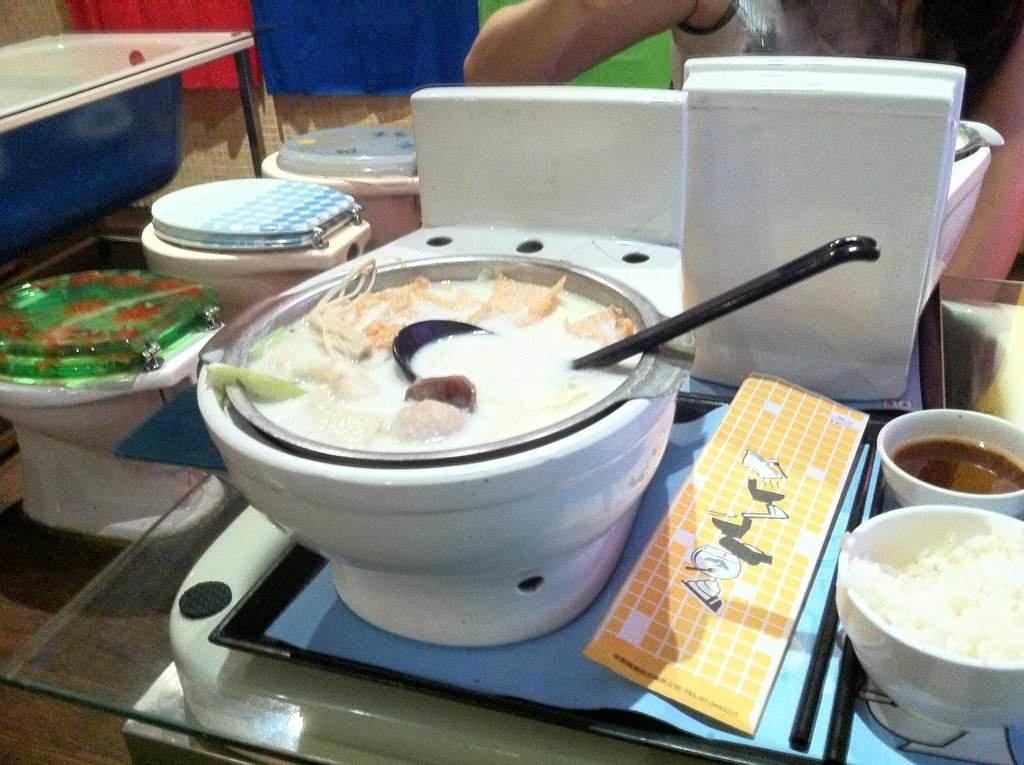 Modern Toilet Restaurant - 便所歡樂主題餐廳 hot pot bowl shaped like a toilet.