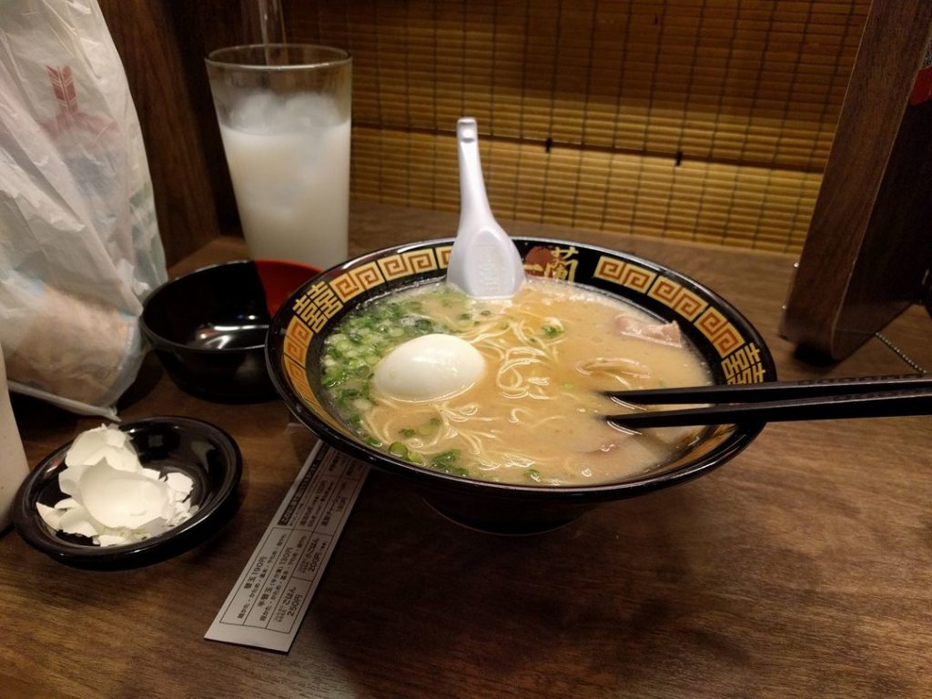 A bowl of delicious Ichiran Ramen noodles in Osaka Japan